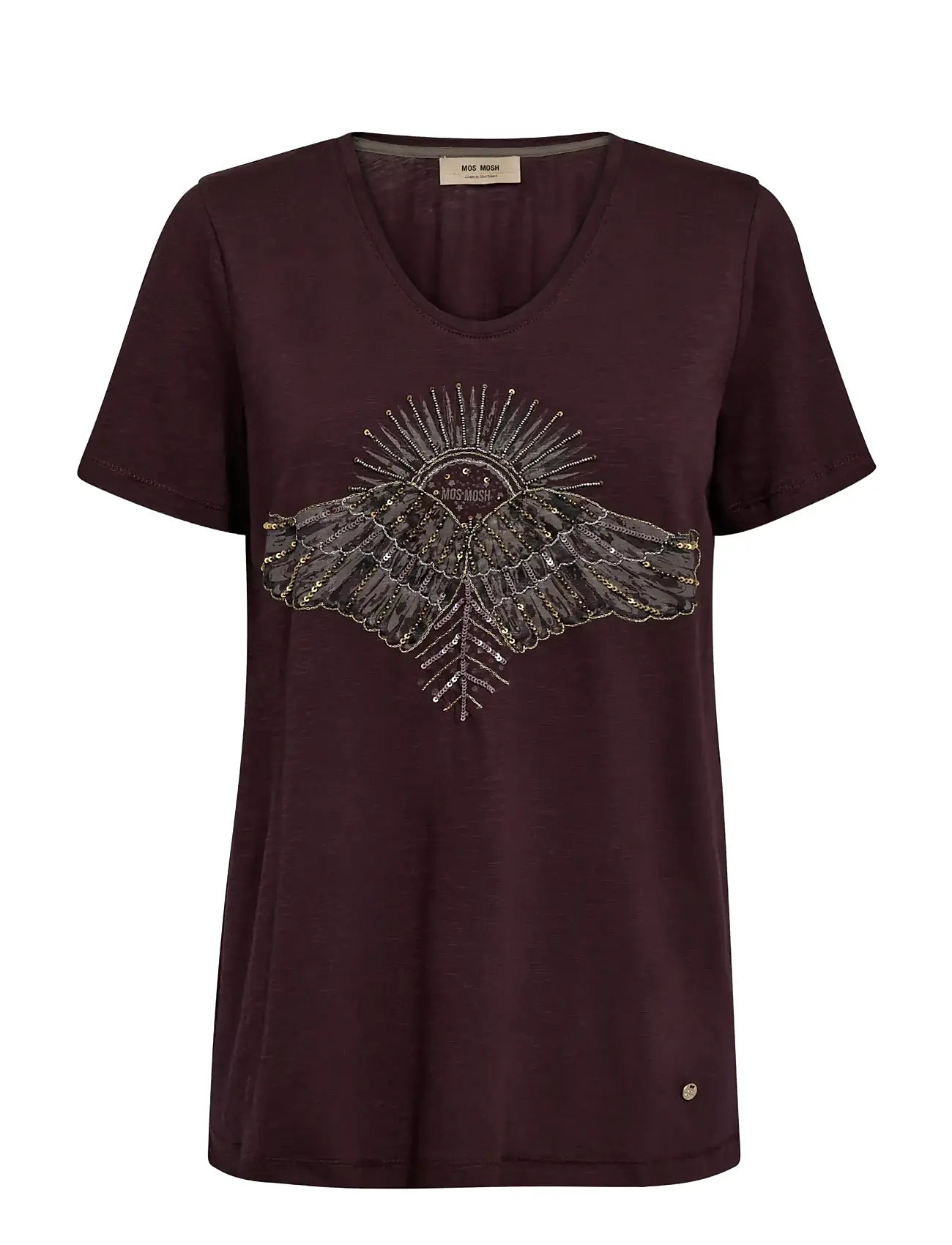 MOS MOSH Mmnadine O-Ss Deco Tee Burgundy - XS - Damen