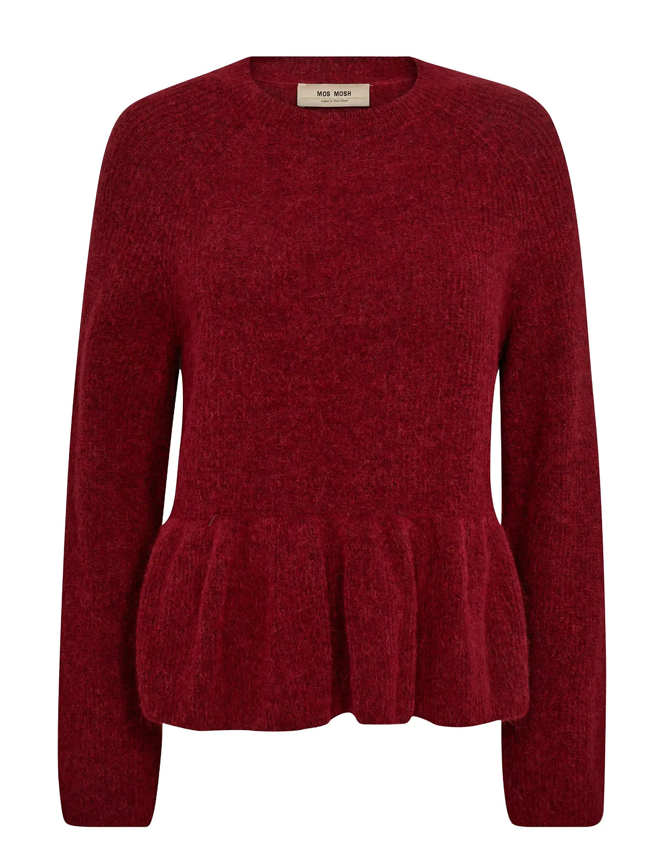 MOS MOSH Mmthora O-Neck Frill Knit Rot - M - Damen
