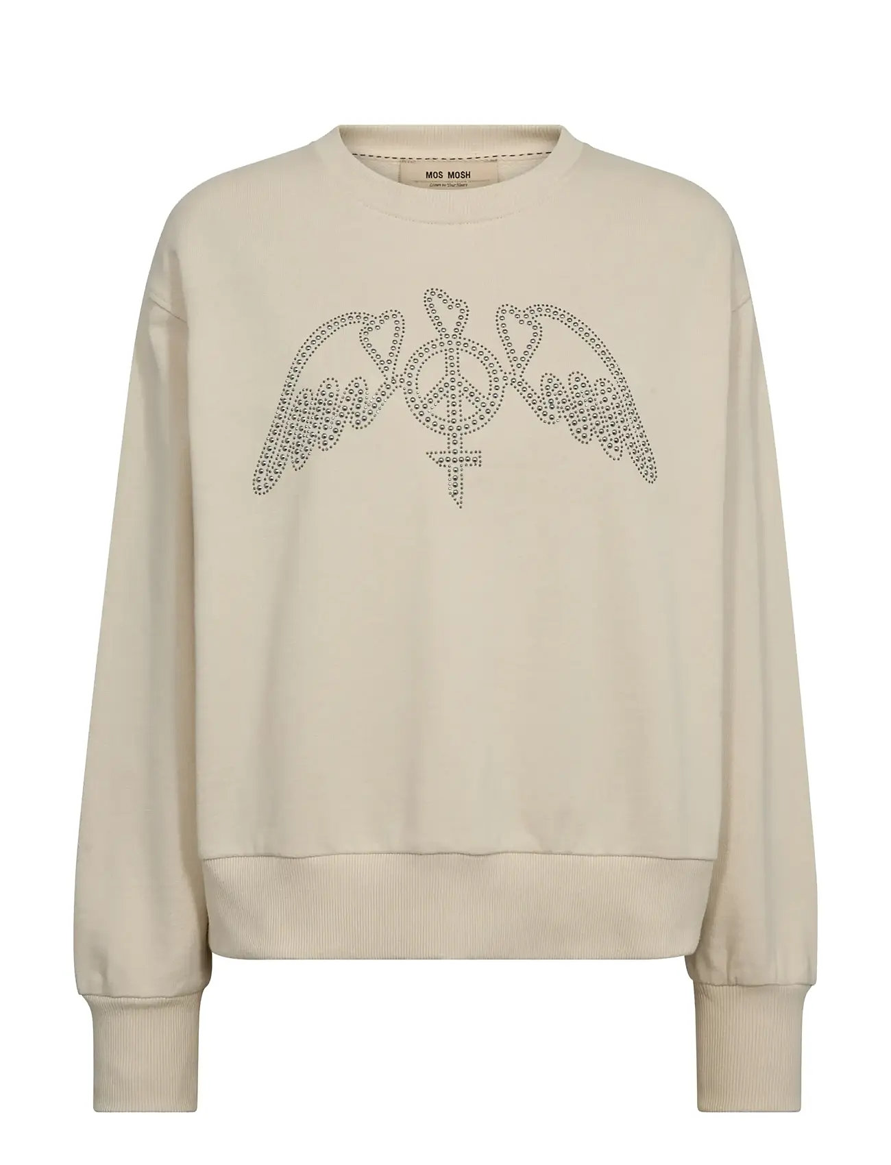 MOS MOSH Mmjaylin O-Ls Sweatshirt, L, Beige, Sweatshirts & Hættetrøjer > Sweatshirts, Dame
