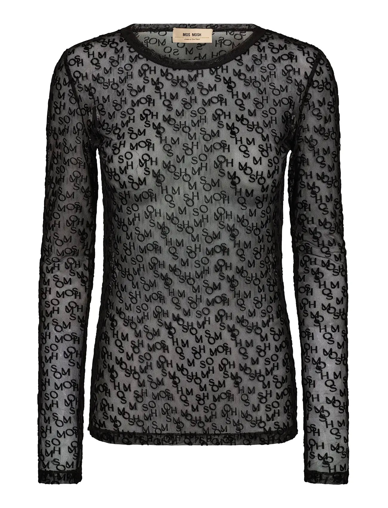 MOS MOSH Mmloretta Mono Mesh Bluse Schwarz - XS - Damen