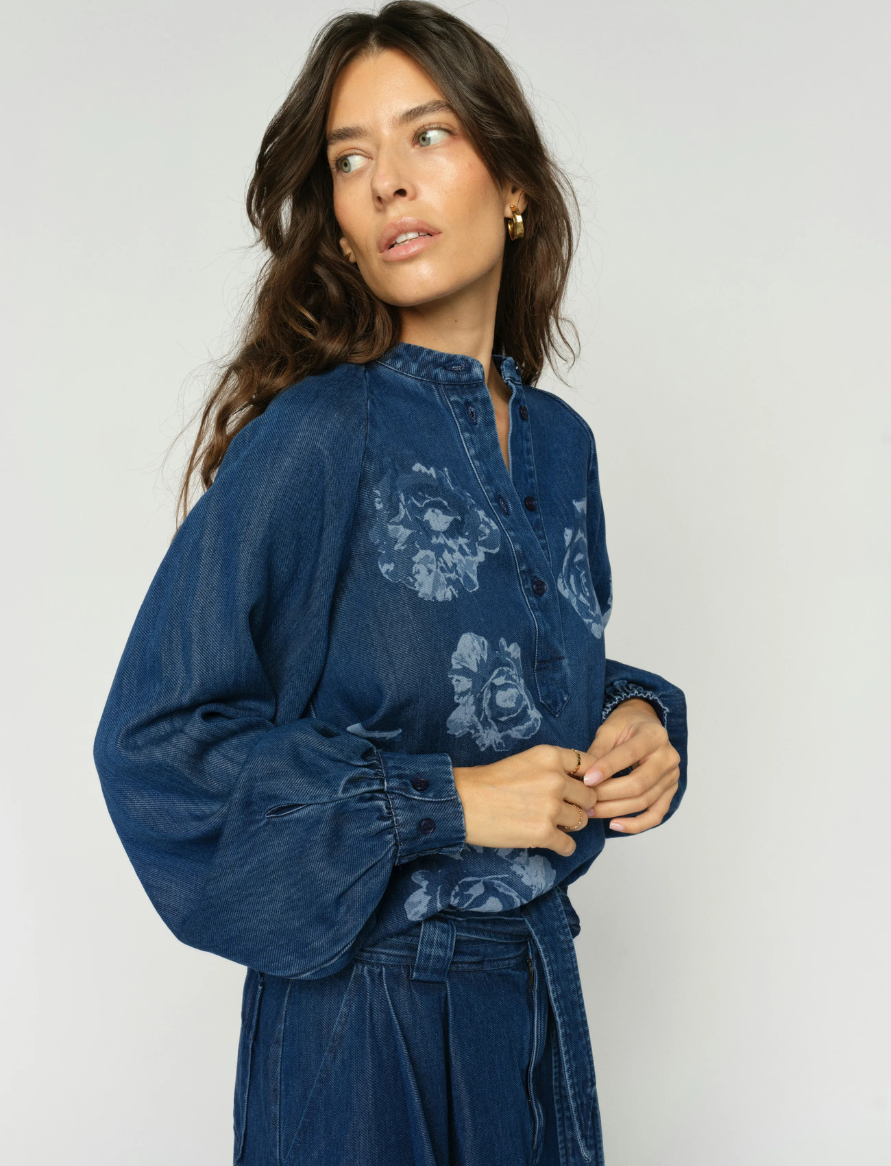 MOS MOSH Mmova Dinem Blouse, S, Blue, Bluser > Langærmede, Dame