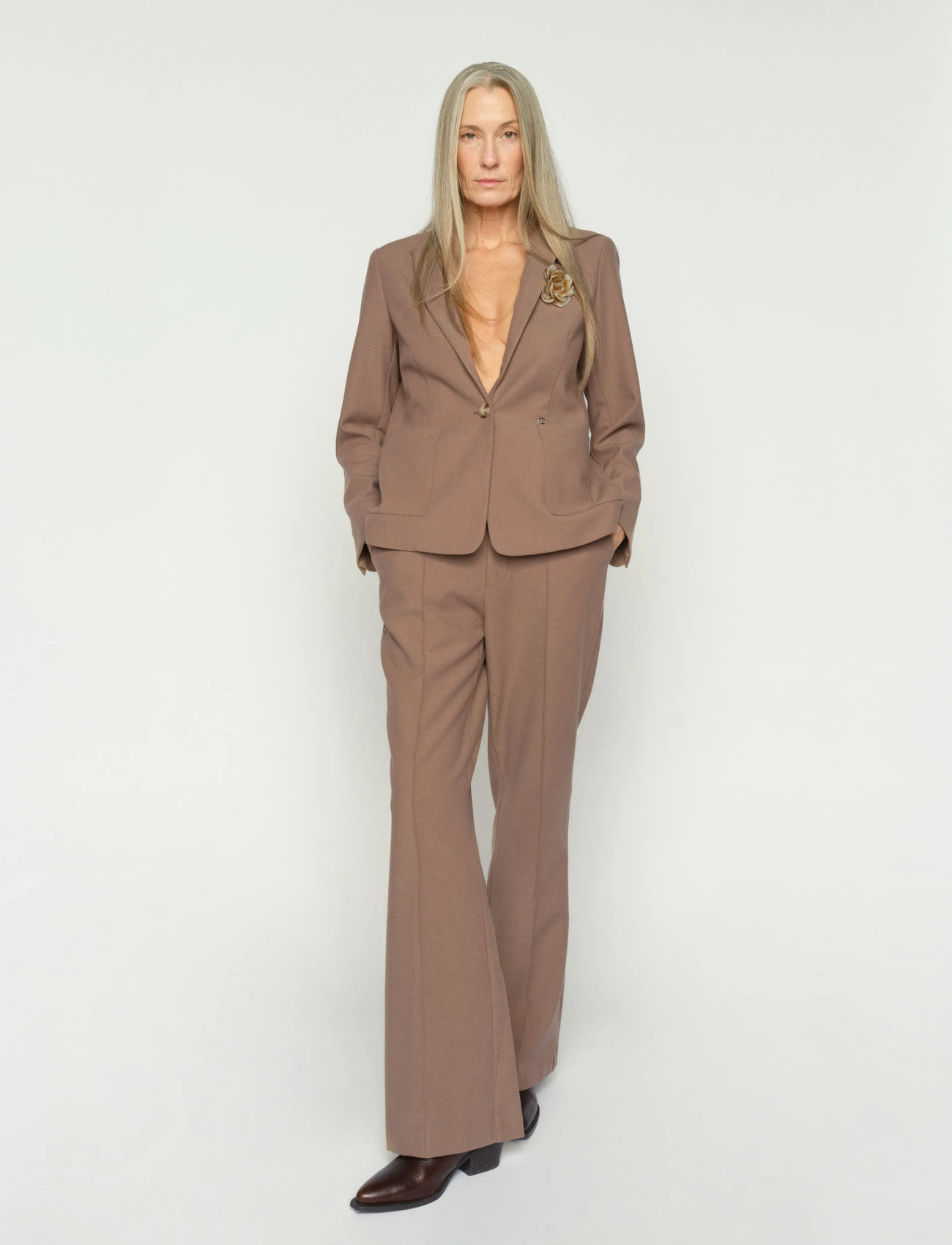 MOS MOSH Mmrhys Polly Pant, 42 Regular, Brown, Bukser > Flared, Dame