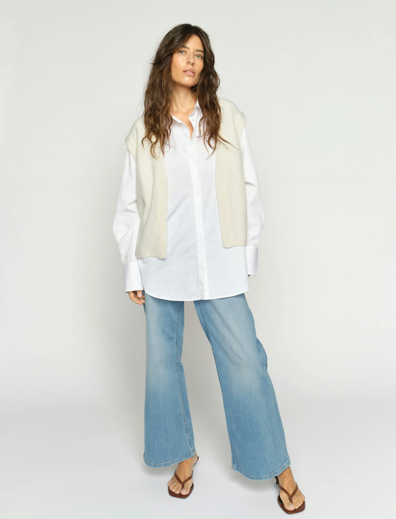 MOS MOSH Mmthora Knit Vest, M, Cream, Veste > Strikkede Veste, Dame