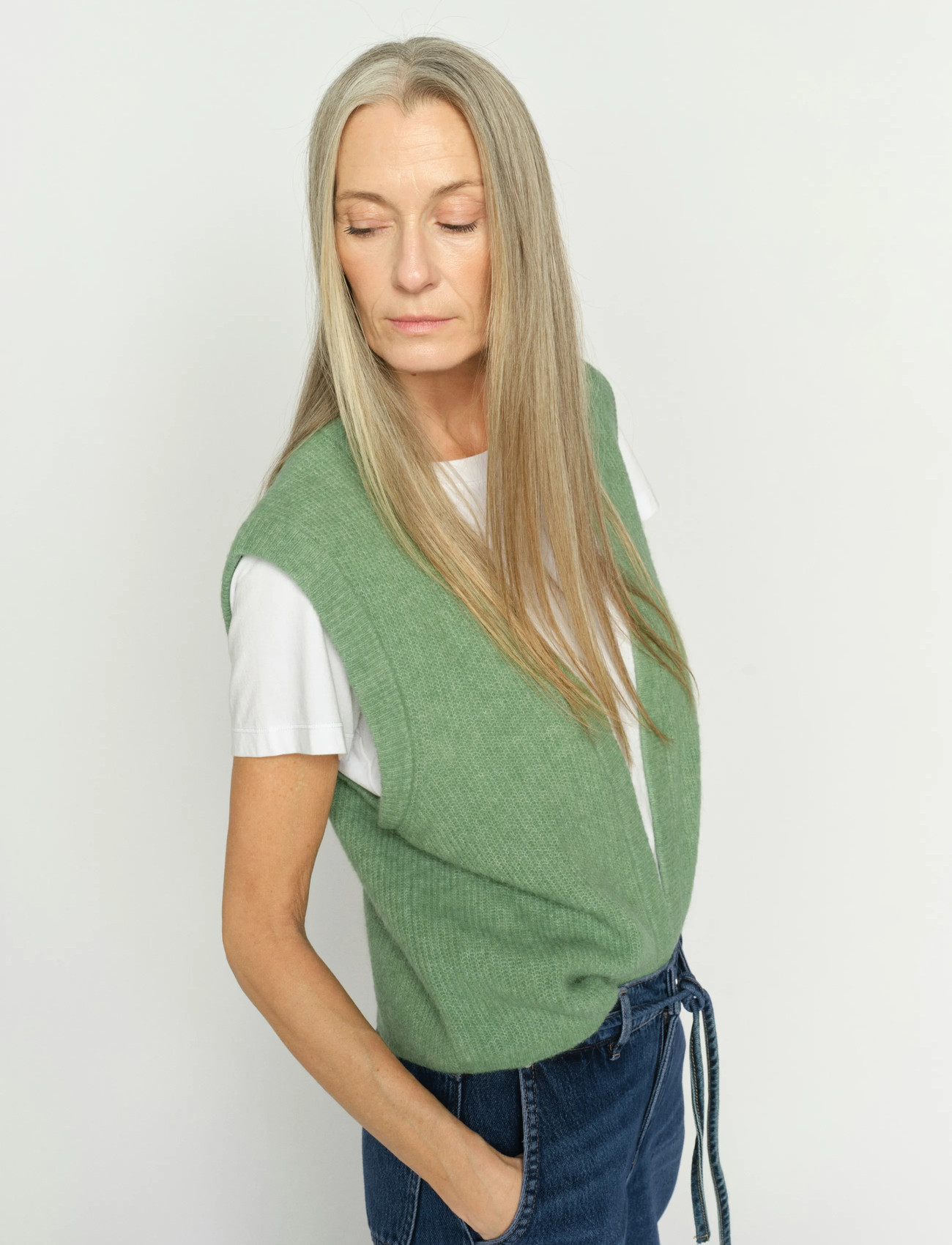 MOS MOSH Mmthora Knit Vest, XL, Green, Veste > Strikkede Veste, Dame