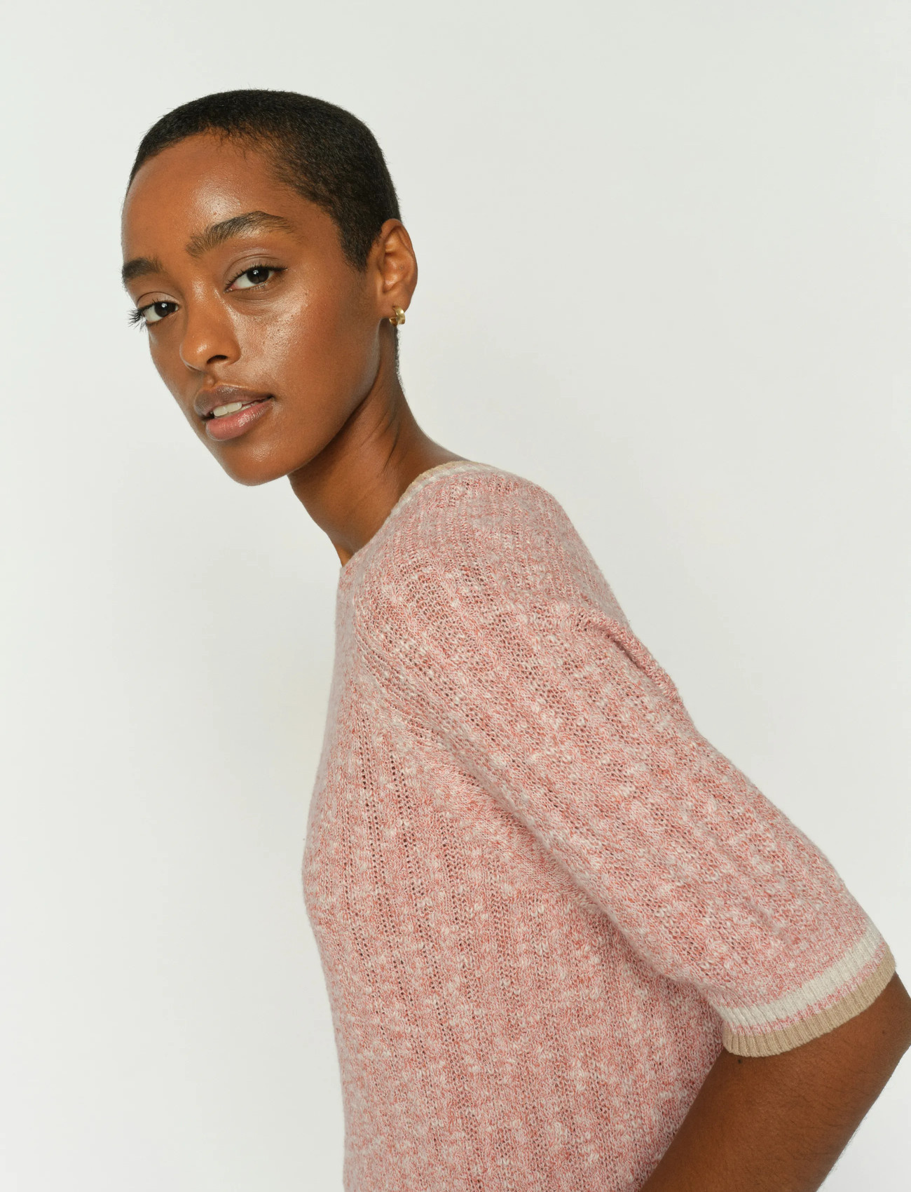 MOS MOSH Mmmarisola Line Ss Linen Knit, XS, Pink, Strik > Trøjer, Dame