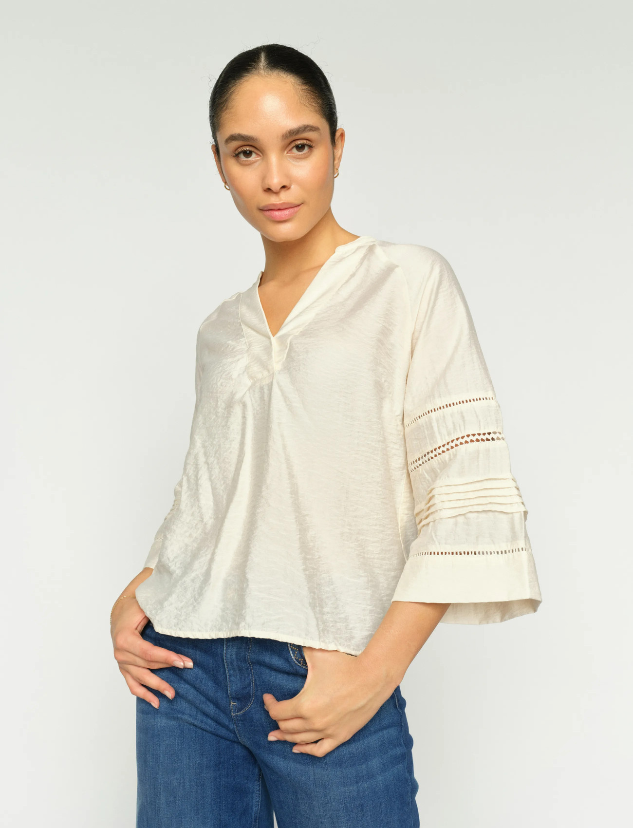 MOS MOSH Mmaleysa Nila Blouse, XS, Cream, Bluser > Langærmede, Dame