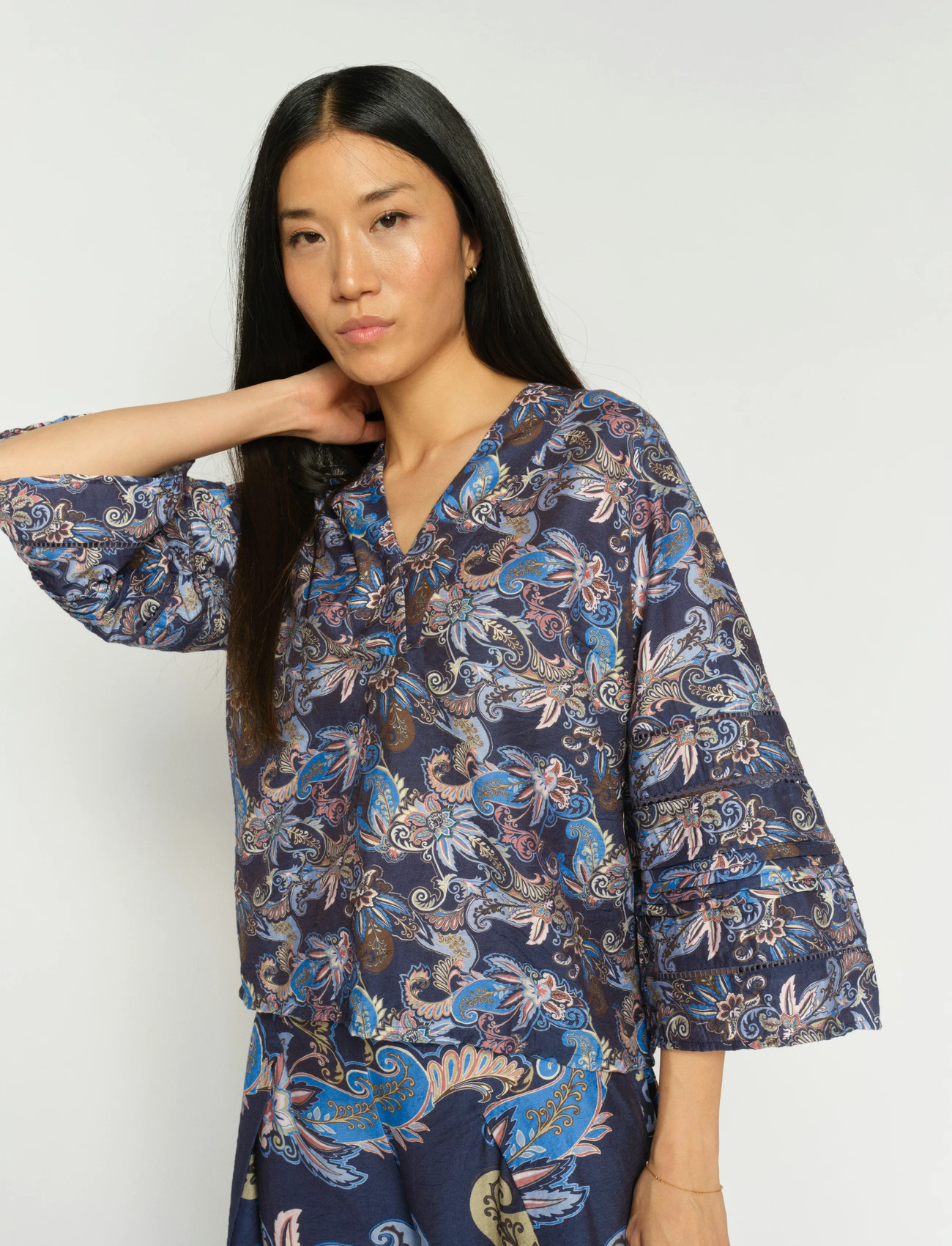MOS MOSH Mmaleysa Paisley Blouse, L, Blue, Bluser > Kortærmede, Dame