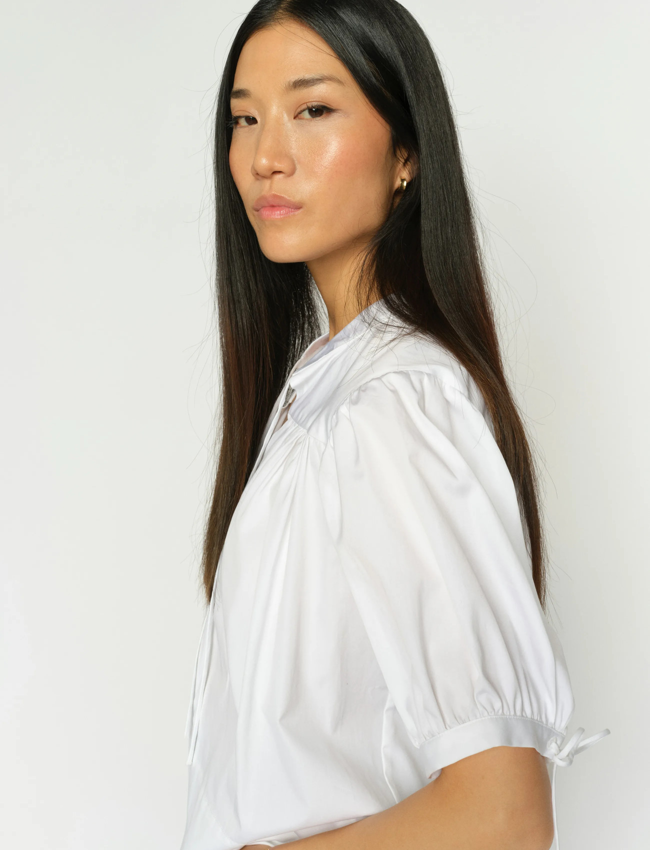 MOS MOSH Mmtarima Ss Cotton Blouse, XS, White, Bluser > Kortærmede, Dame