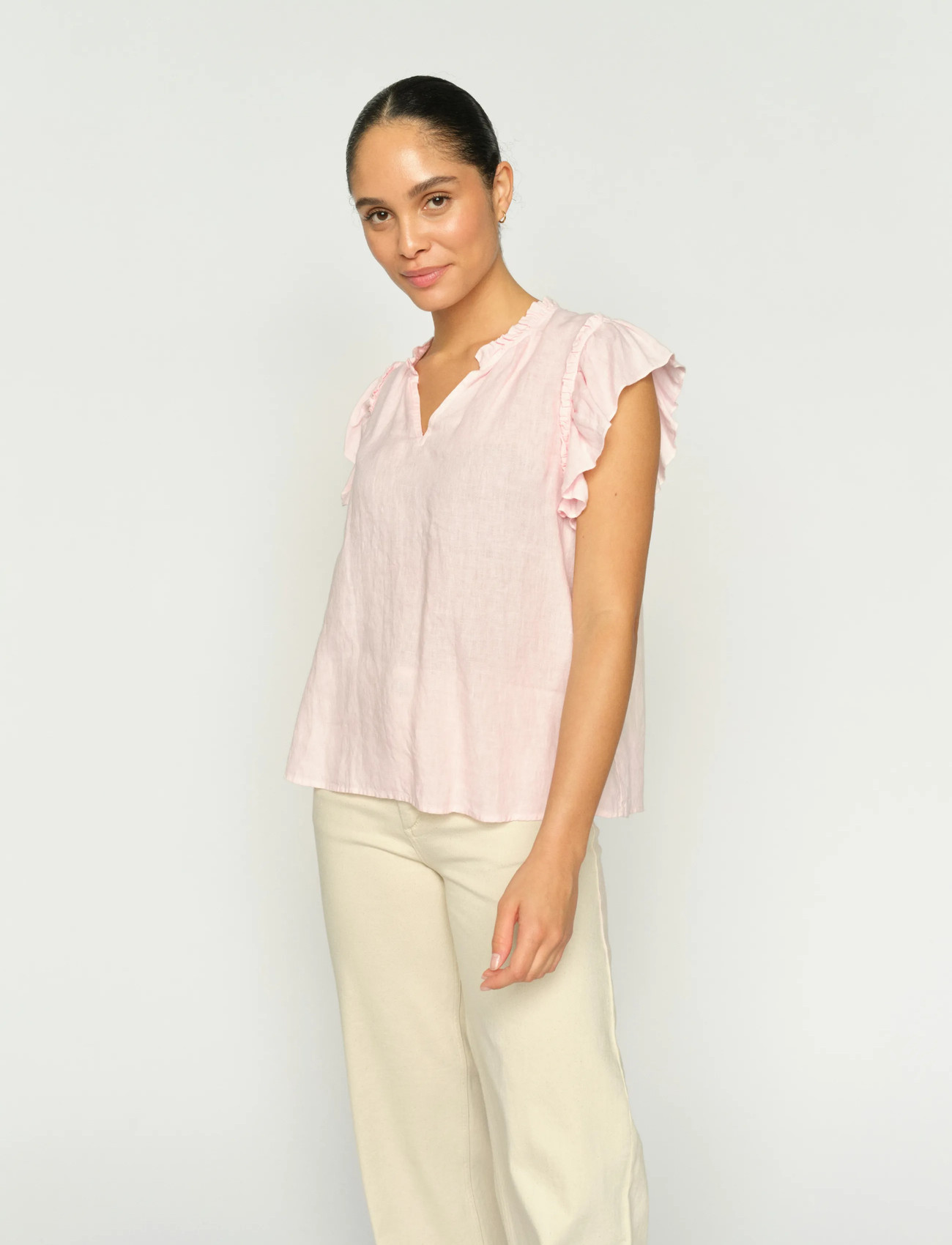 MOS MOSH Mmtea Linen Blouse, XS, Pink, Bluser > Kortærmede, Dame