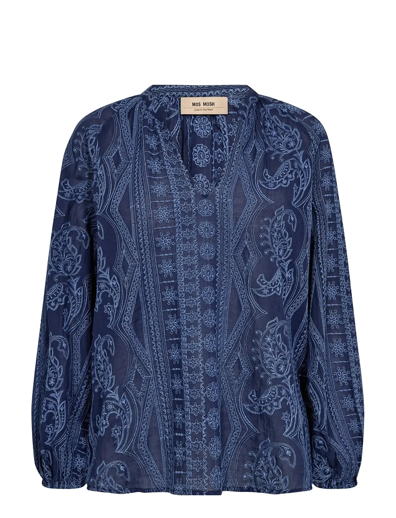 MOS MOSH Mmgata Allo Blouse, S, Navy, Bluser > Langærmede, Dame