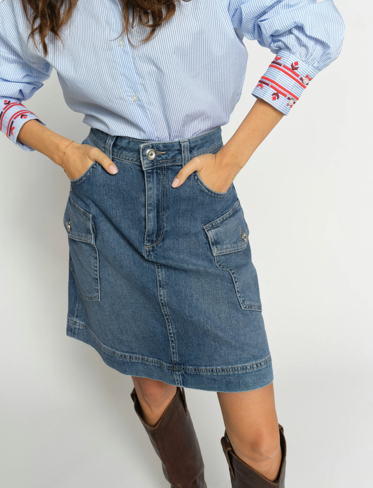 MOS MOSH Mmjacklyn Olesen Skirt, 27, Blue, Nederdele > Korte Nederdele, Dame