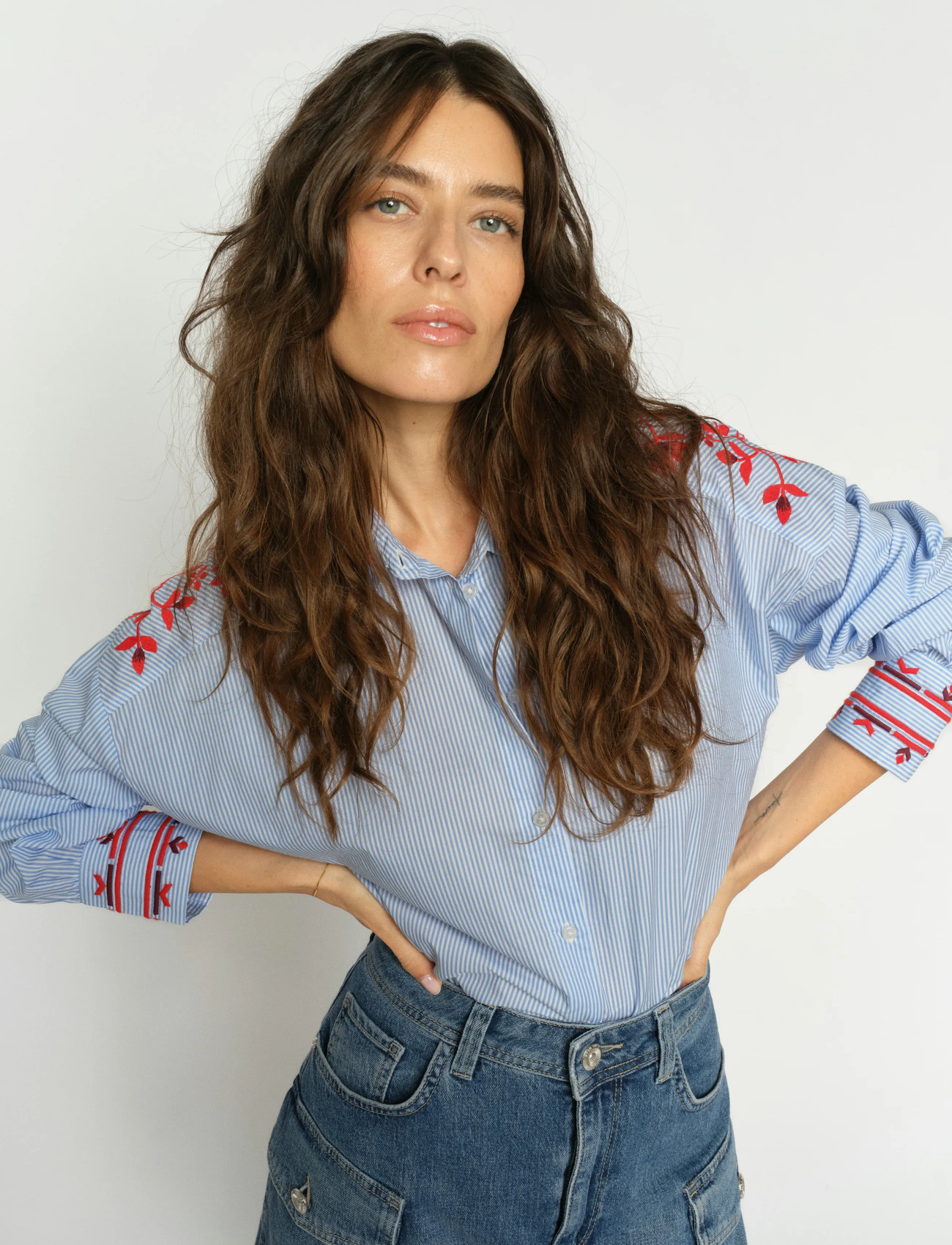 MOS MOSH Mmosmo Stripey Shirt, M, Blue, Skjorter > Langærmede, Dame
