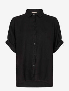 Aven SS Linen Shirt - short-sleeved shirts - black