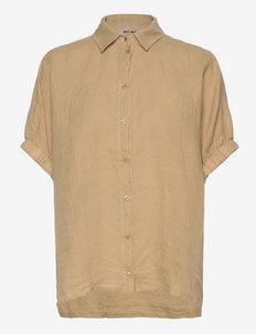 Aven SS Linen Shirt - overhemden met korte mouwen - olive gray