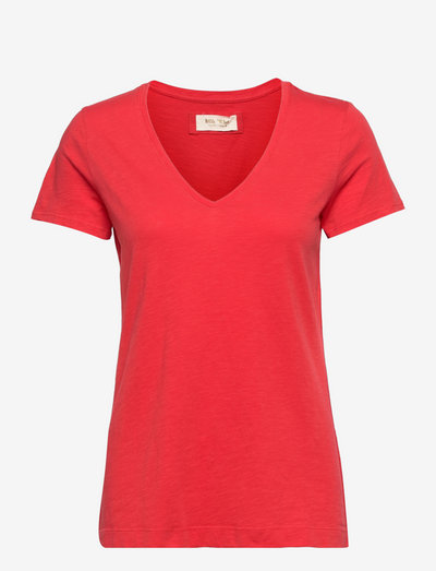 Arden Organic V-SS Tee - t-shirts - mars red