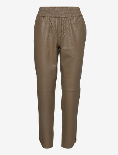 Zabel Leather Sweatpant - Ādas bikses - capers green