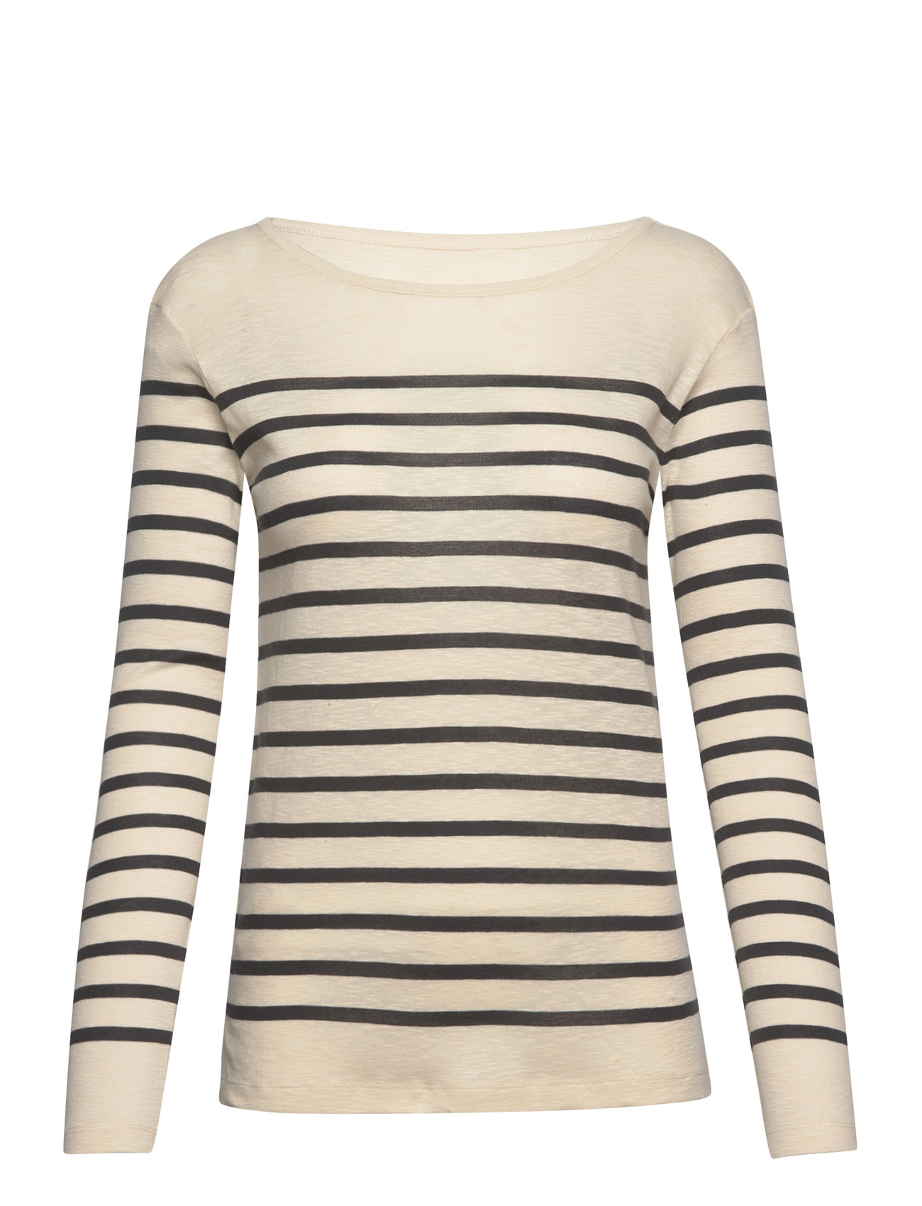 Clear Tee Stripe Tops T-shirts & Tops Long-sleeved Beige Moshi Moshi Mind