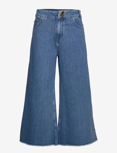 CHLOE CROPPED JEANS - džinsa bikses ar platām starām - stonewash