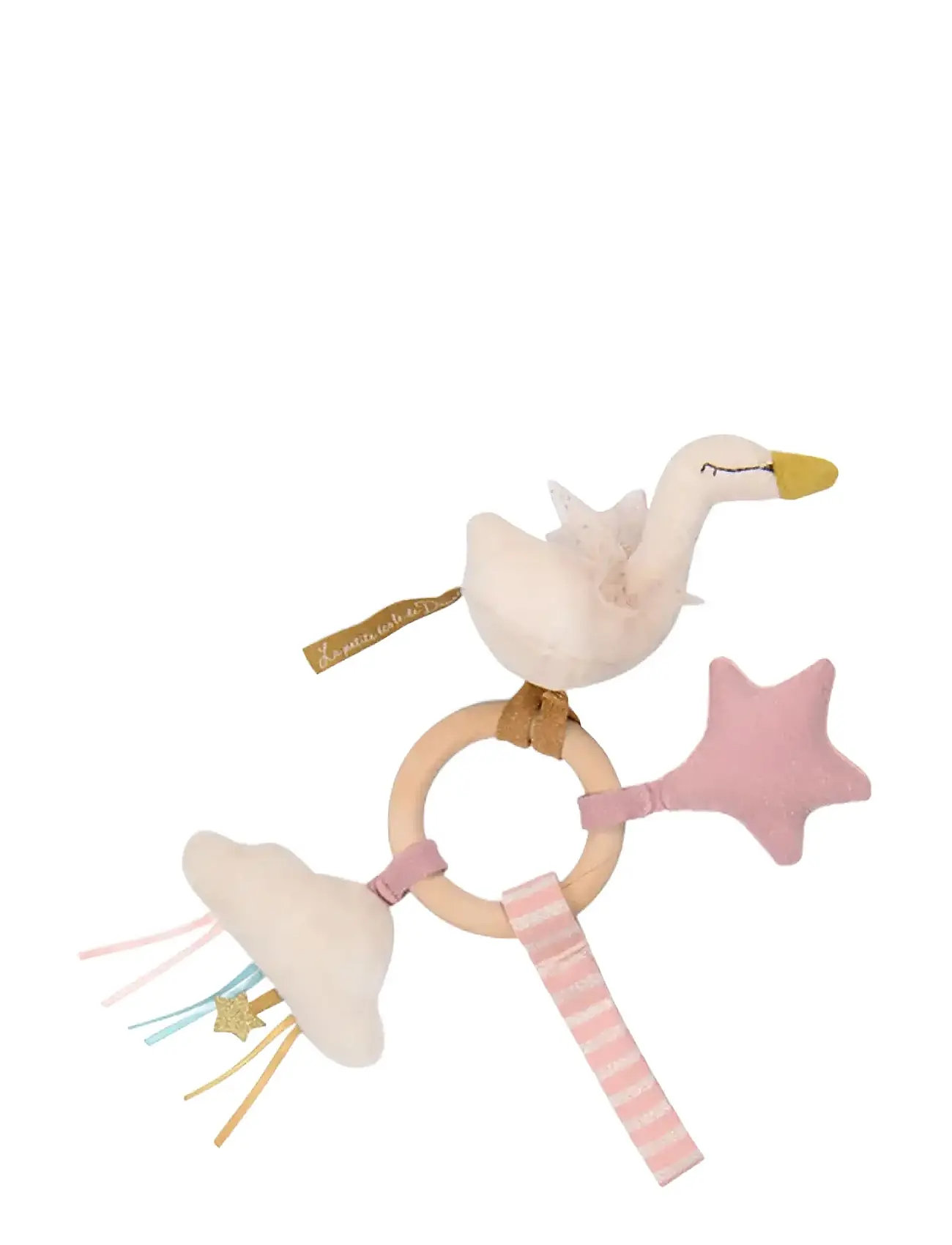 Ring Rattle - Swan - Wood - La Petite Ecole De Danse Toys Baby Toys Rattles Multi/patterned Moulin Roty
