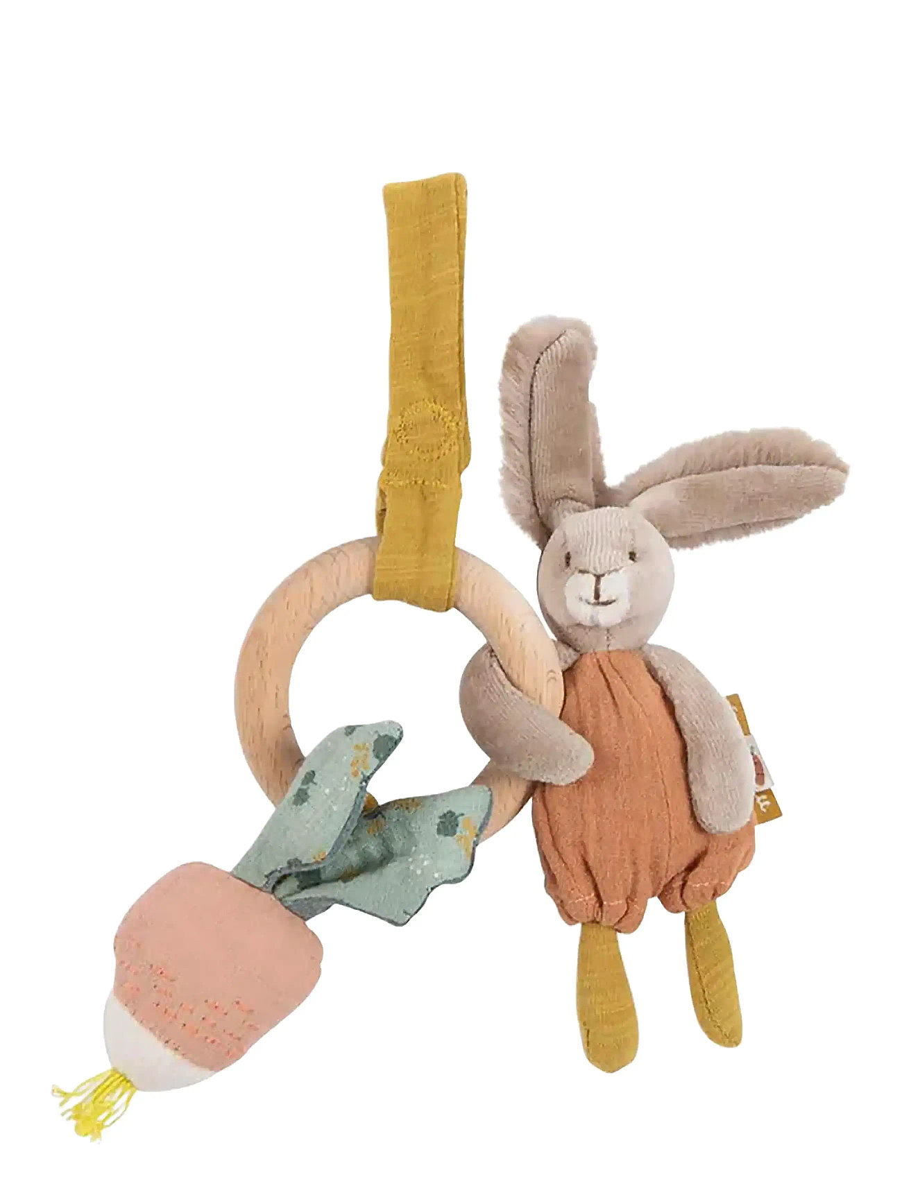 Rattle With Wood Ring - Rabbit - Trois Petits Lapins Toys Baby Toys Rattles Multi/patterned Moulin Roty