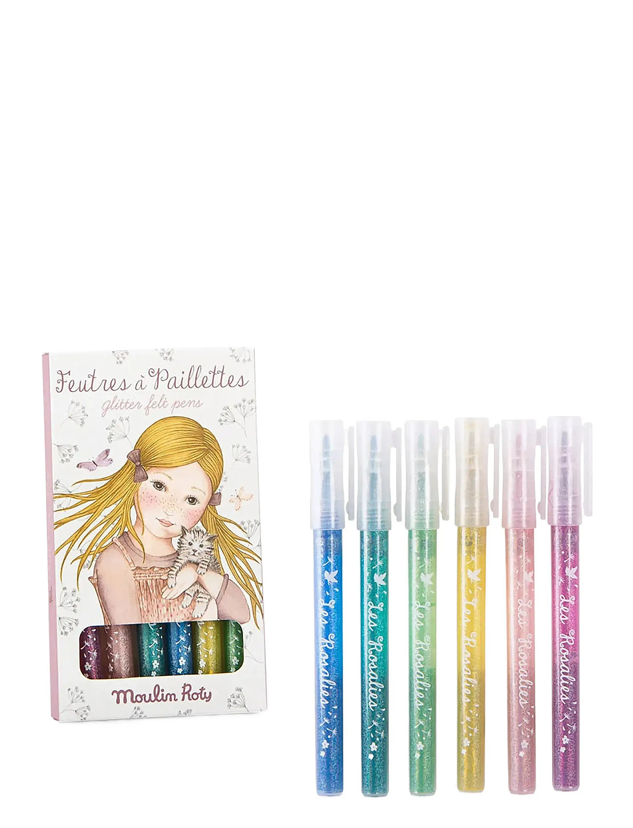 Felt Pens 6 Pcs - Glitter - Les Rosalies Toys Creativity Drawing & Crafts Drawing Coloured Pencils Multi/patterned Moulin Roty