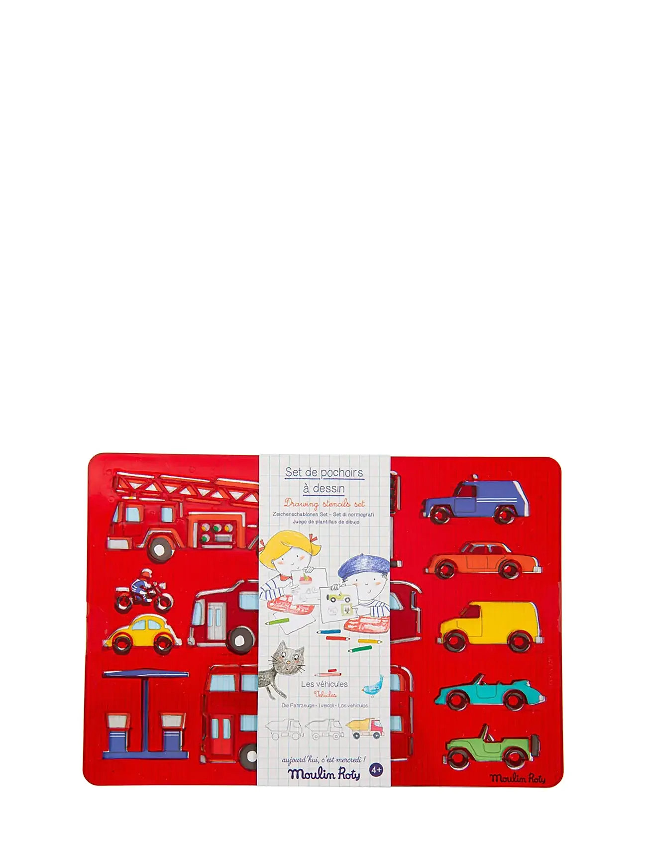 Stencils Set - Vehicles Toys Creativity Drawing & Crafts Drawing Stati Ry Multi/patterned Moulin Roty