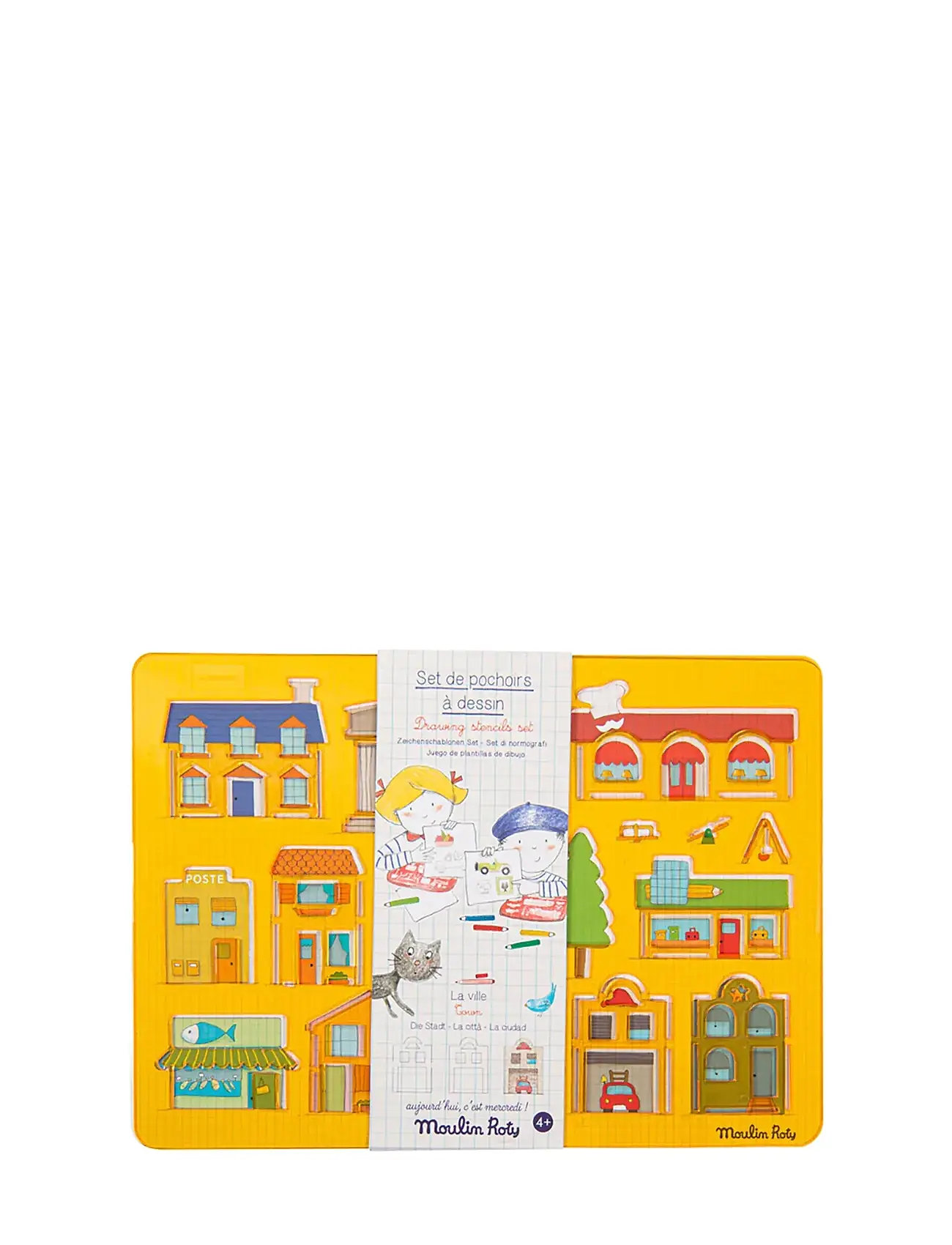 Stencils Set - City Toys Creativity Drawing & Crafts Drawing Coloring & Craft Books Yellow Moulin Roty