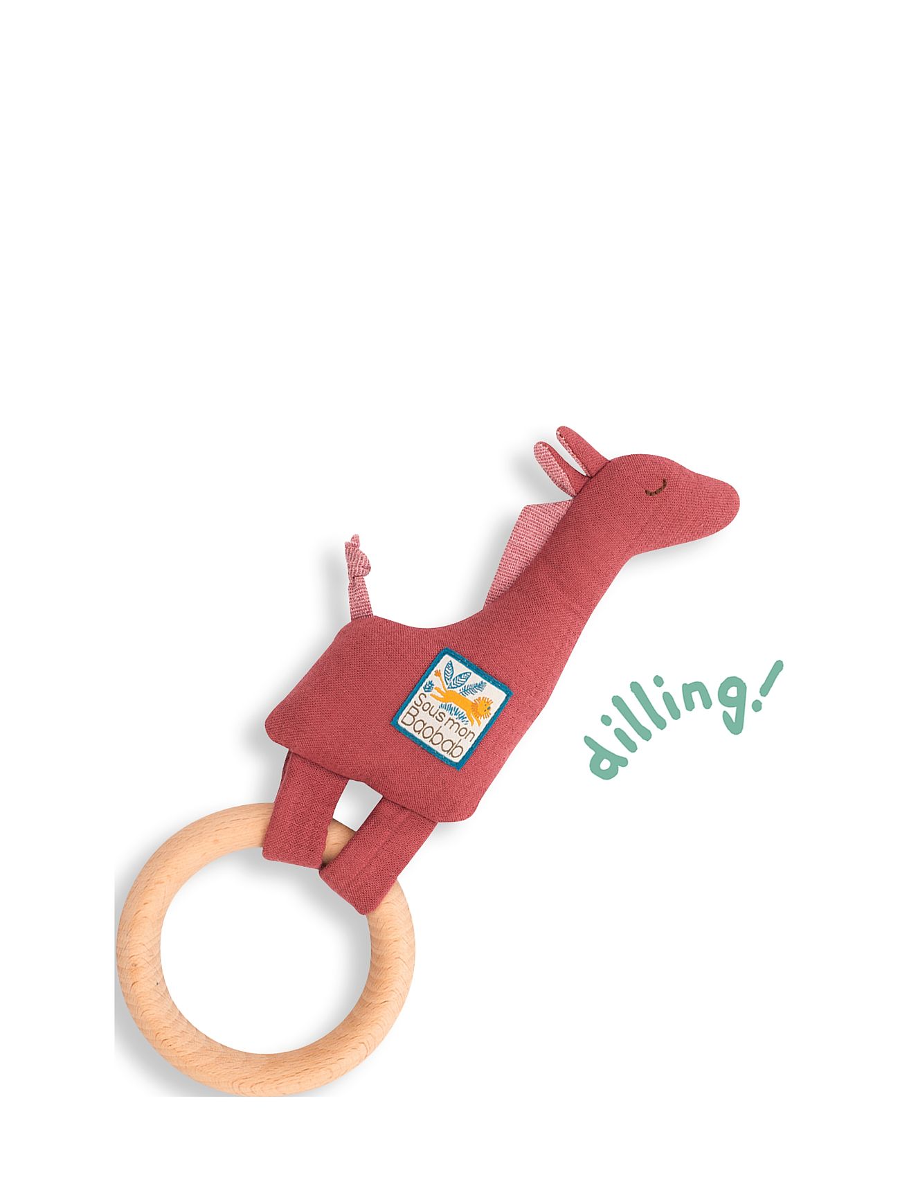 Wooden Giraffe Ring Rattle Sous Mon Baobab Toys Baby Toys Educational Toys Activity Toys Multi/patterned Moulin Roty