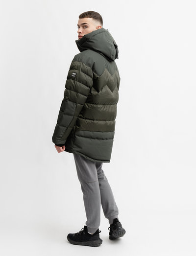 men hybrid down hooded parka