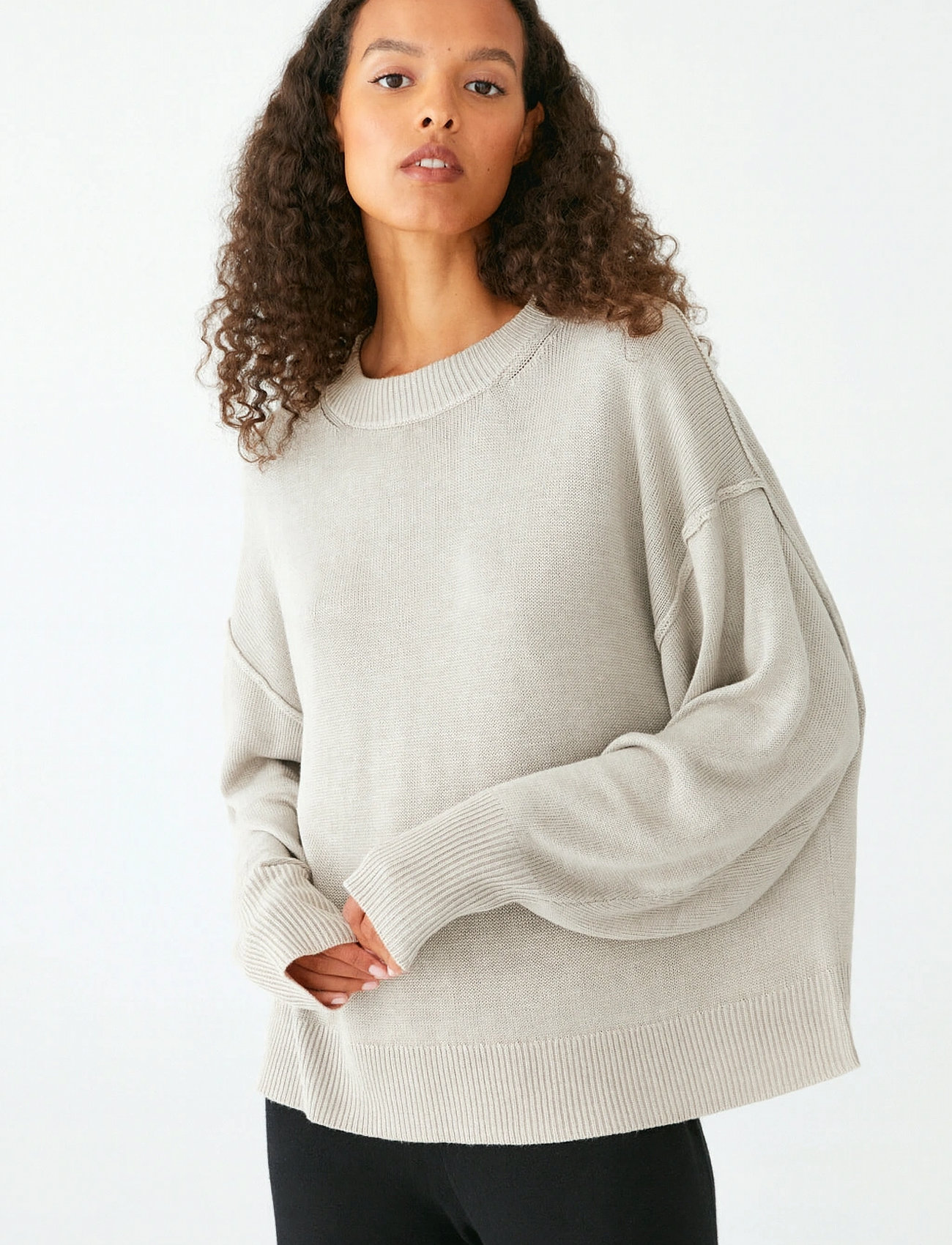 Movesgood Clara Boxy Sweater, S, Beige, Strik > Trøjer, Dame