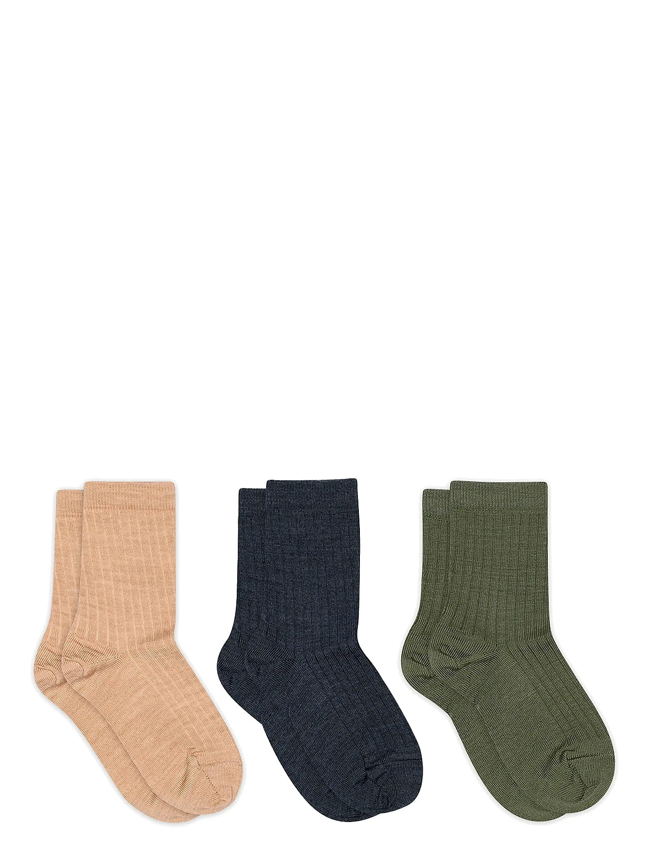 mp Denmark Wool Rib Socks - 3-Pack, 29/32, Beige, Sokker & Strømpebukser > Sokker, Børn