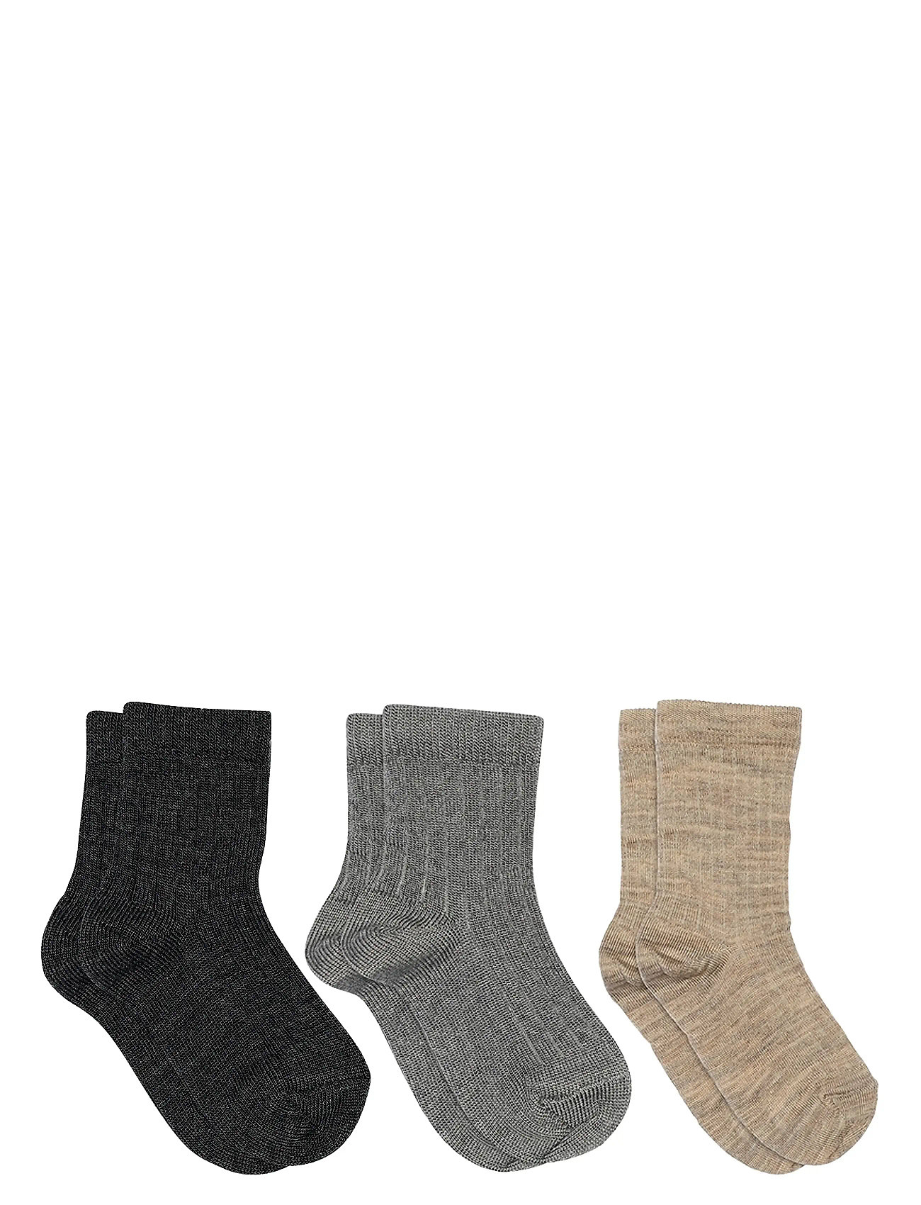 mp Denmark Wool Rib Socks 3-Pack, 33/36, Black, Sokker Og Strømpebukser - Socks, Børn