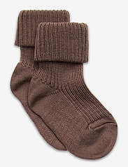Wool rib baby socks - BROWN