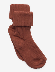 Cotton rib baby socks - COPPER BROWN