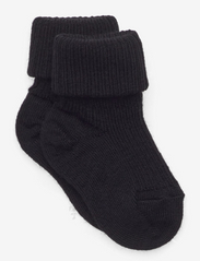 Wool rib baby socks - BLACK
