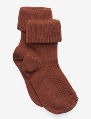 Wool rib baby socks - COPPER BROWN
