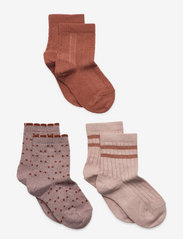 Ella 3-pack socks - COPPER BROWN