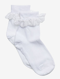 Cotton socks with lace - socks - white