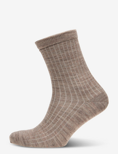 Wool rib socks - chaussettes - light brown melange