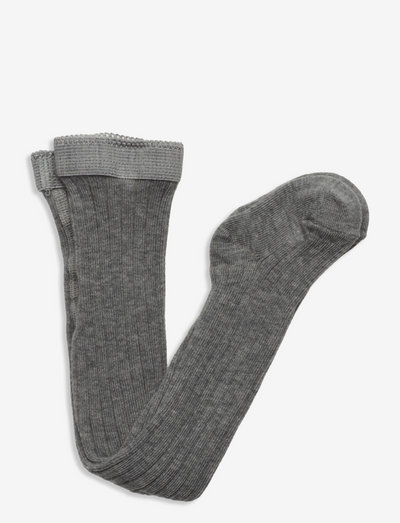 Cotton rib tights - strømper & undertøj - 491/grey marl.