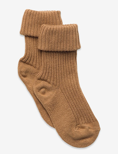 Cotton rib baby socks - sukat - brown