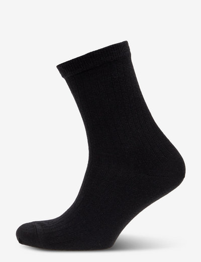 Wool rib socks - skarpetki - black