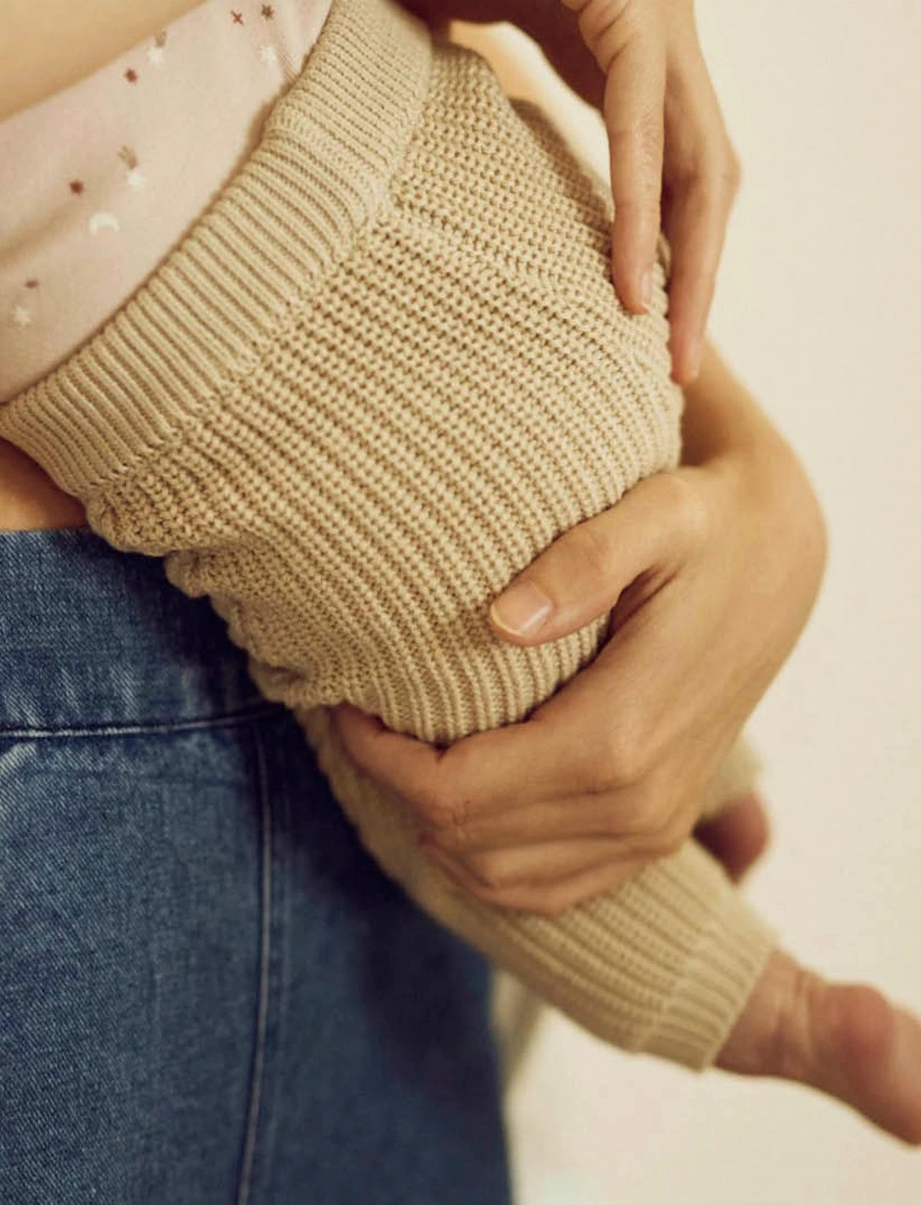 Müsli by Green Cotton Knit Chunky Pants, 74, Cream, Underdele > Leggings, Børn