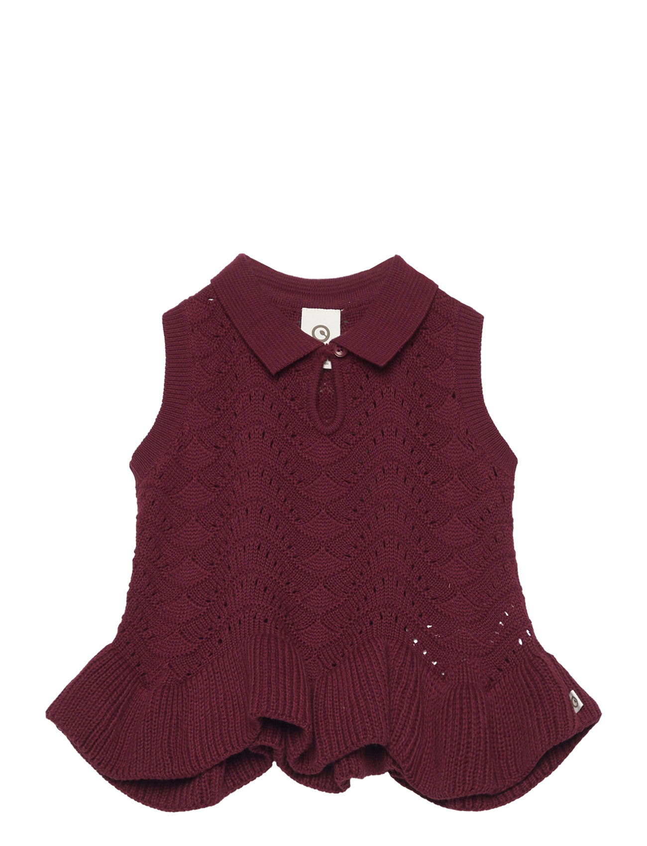 Knit Needle Out Vest Baby Tops Vests Burgundy Müsli By Green Cotton