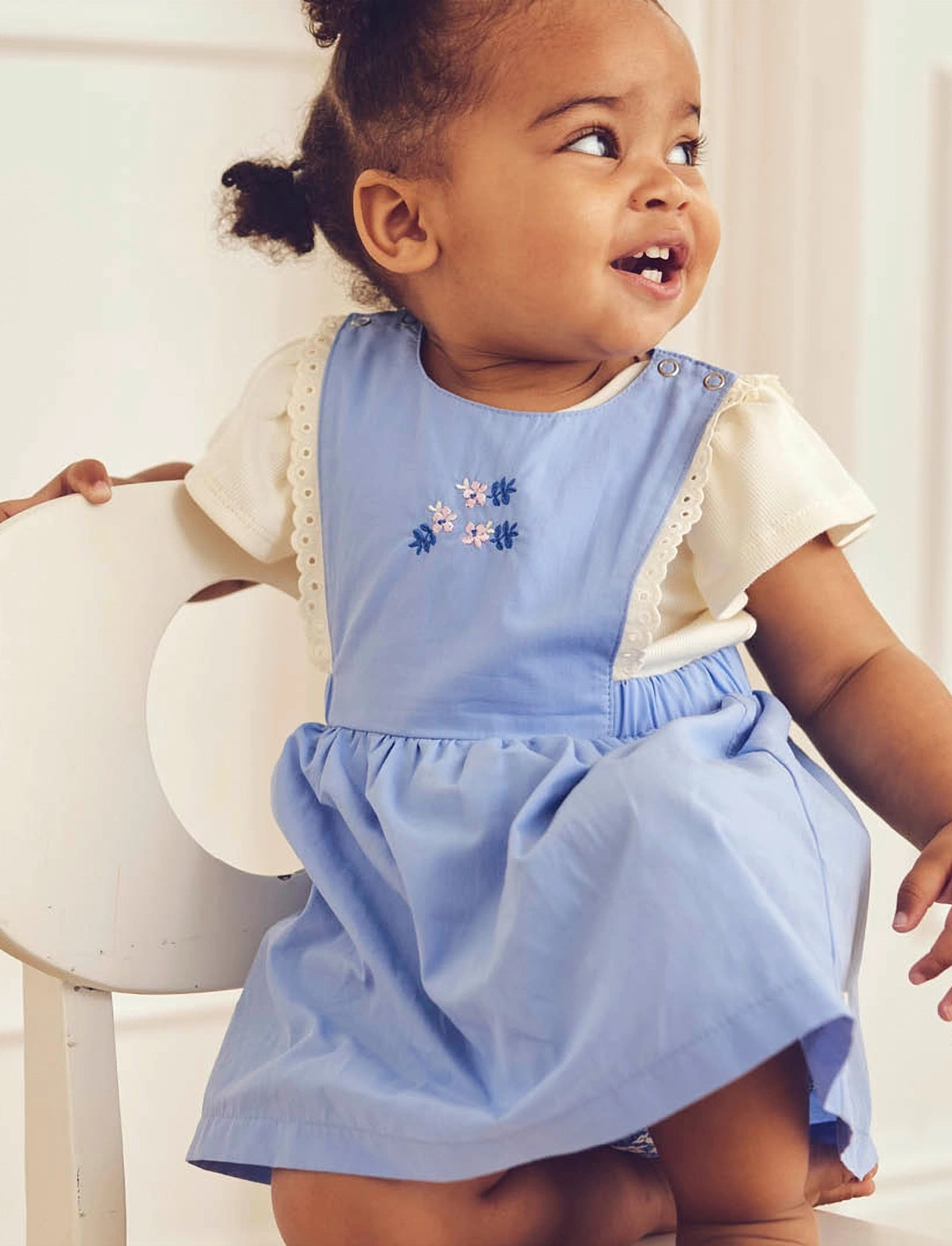 Müsli by Green Cotton Spring Pinafore Dress Baby, 86, Blue, Kjoler > Dungaree-Kjole, Børn