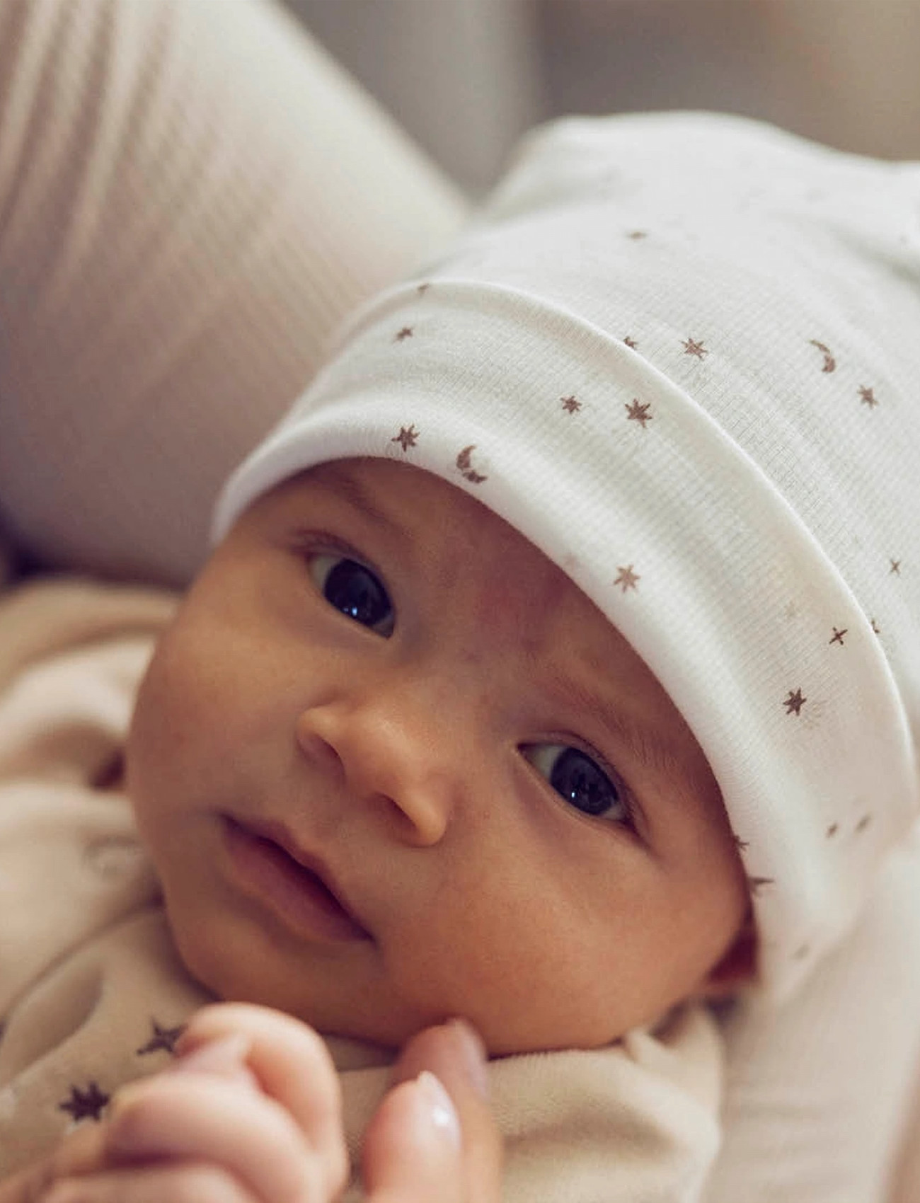 Müsli by Green Cotton Sparkle Bear Beanie, 44/50, White, Huer > Babyhuer, Børn