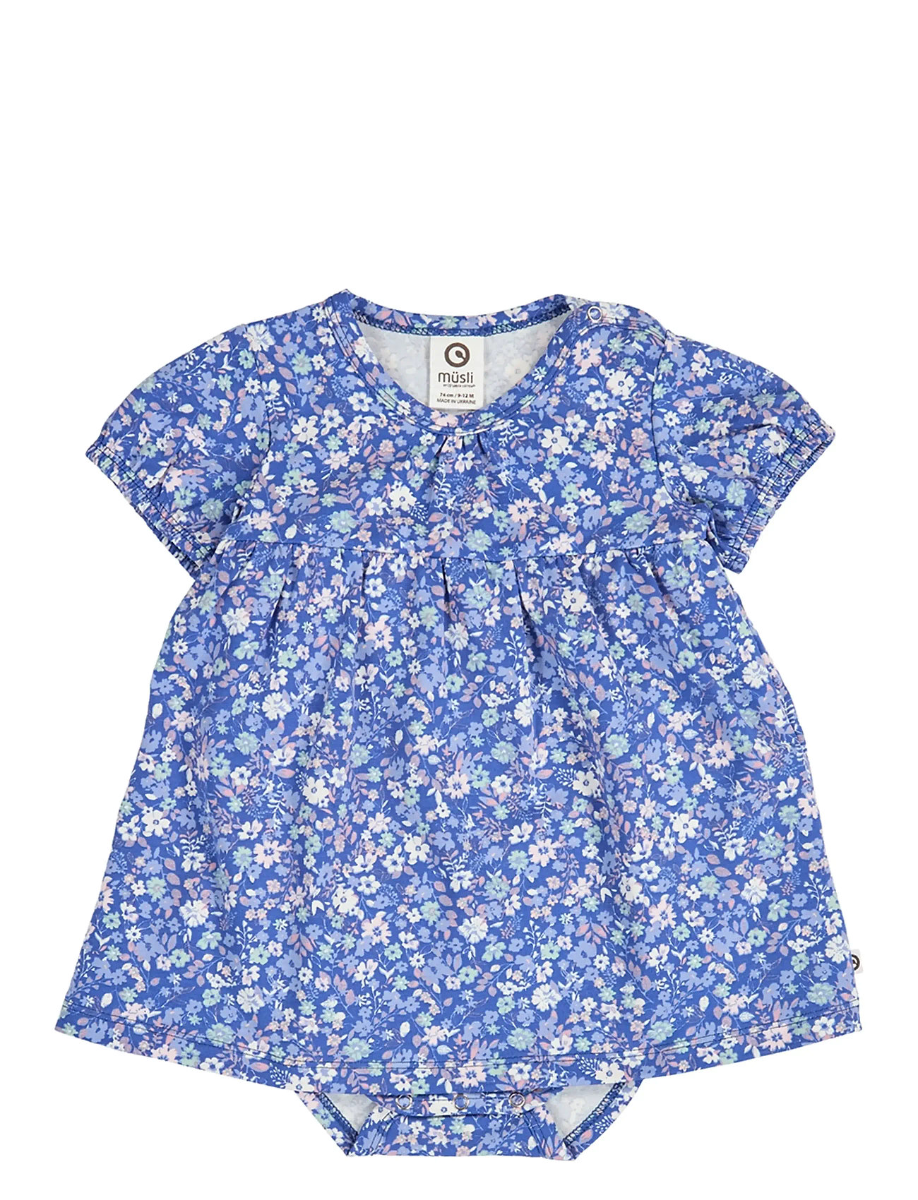 Müsli by Green Cotton Primrose Puff S/S Dress Body, 92, Blue, Babykjoler > Kortærmede Babykjoler, Børn