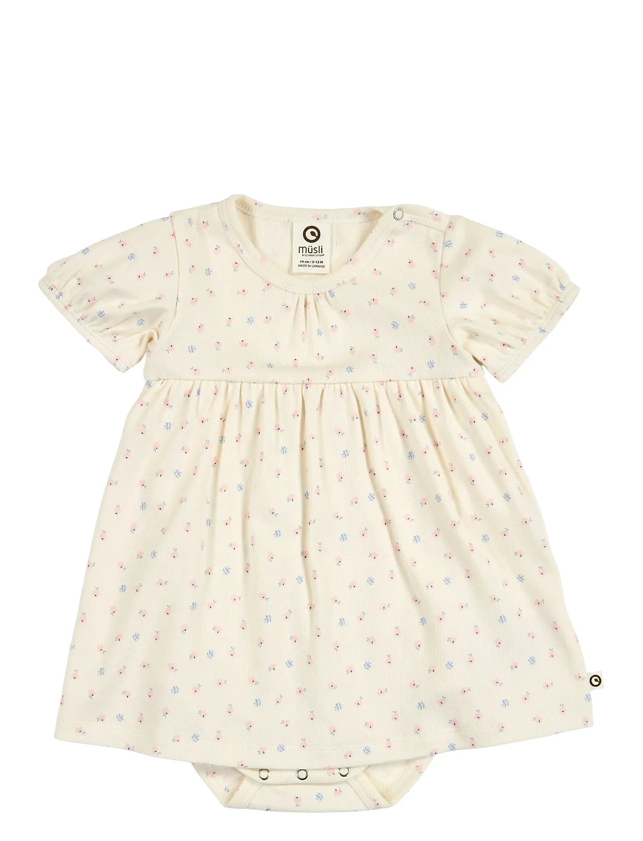 Müsli by Green Cotton Spring Puff S/S Dress Body, 80, Cream, Babykjoler > Kortærmede Babykjoler, Børn