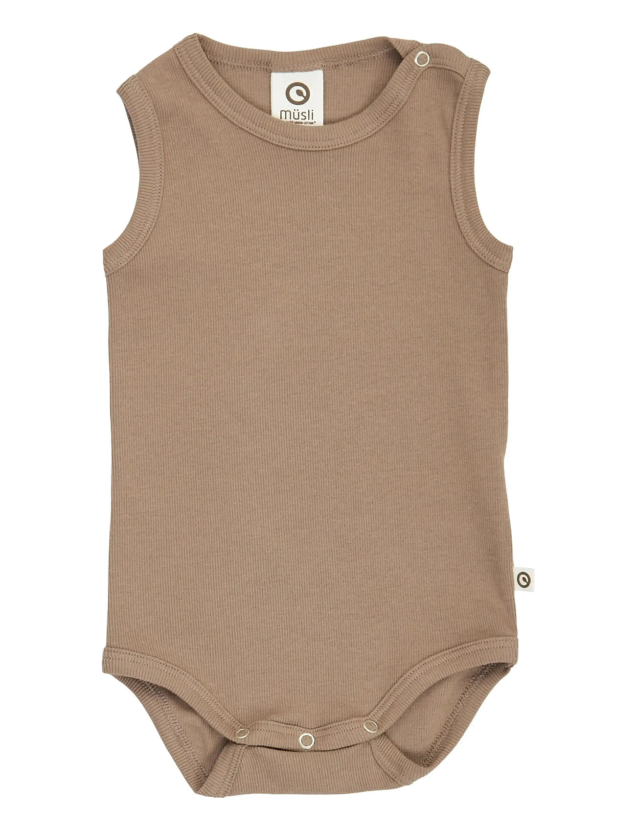 MÜSLI BY Grün Baumwolle Rib Ärmellos Body Braun - 62 - Kinder