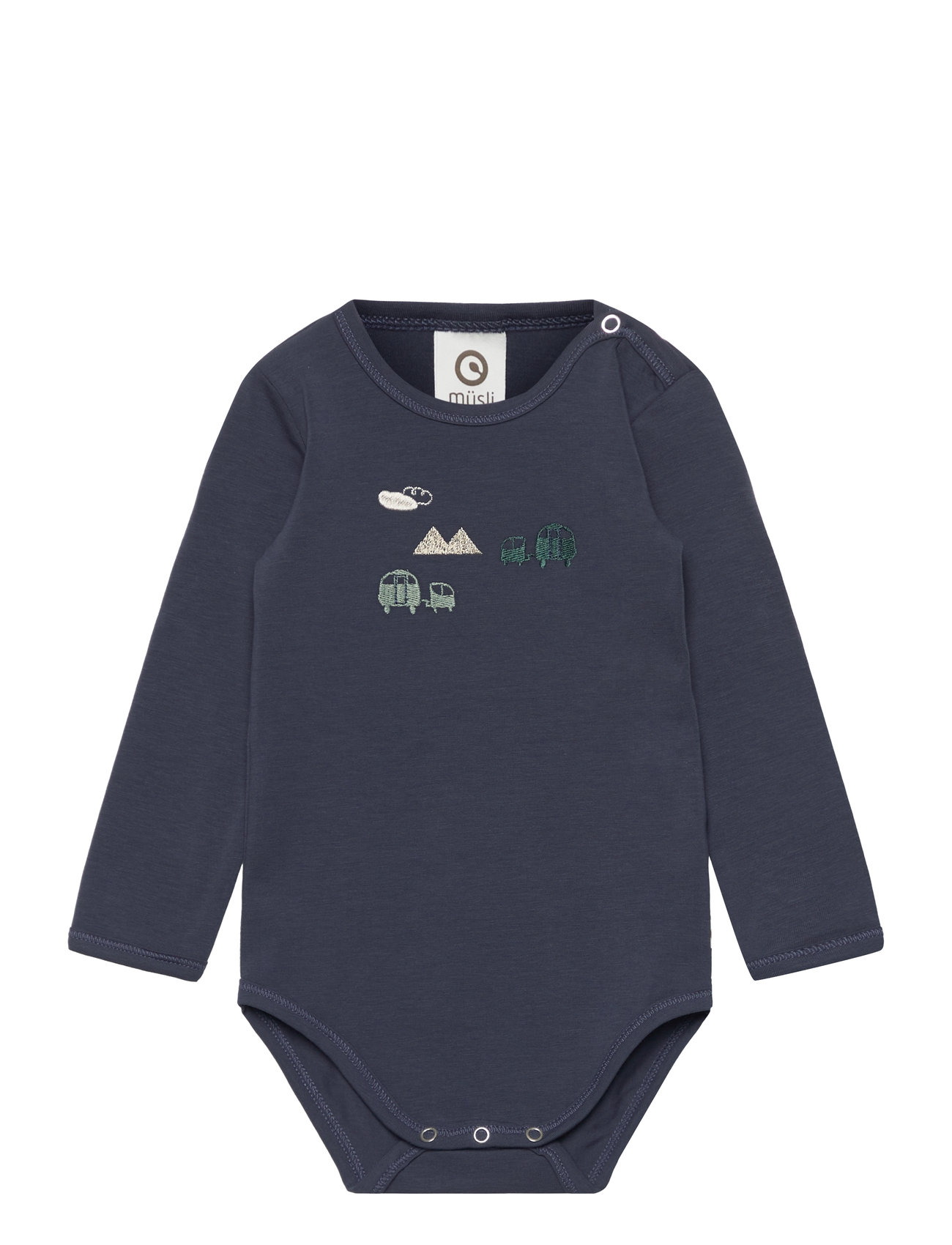 Caravan Applique L/S Body Bodies Long-sleeved Navy Müsli By Green Cotton